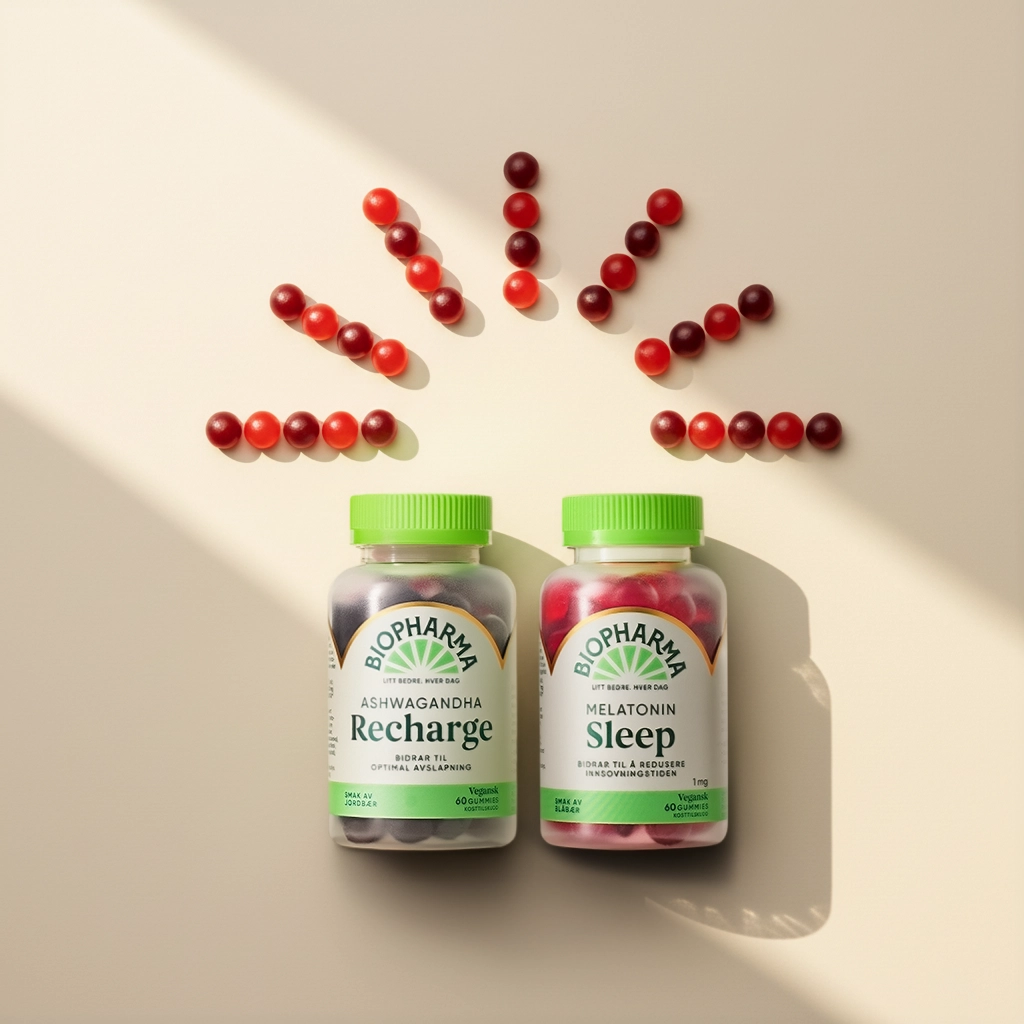 Biopharma gummies with vitamins shaped like the biopharma logo