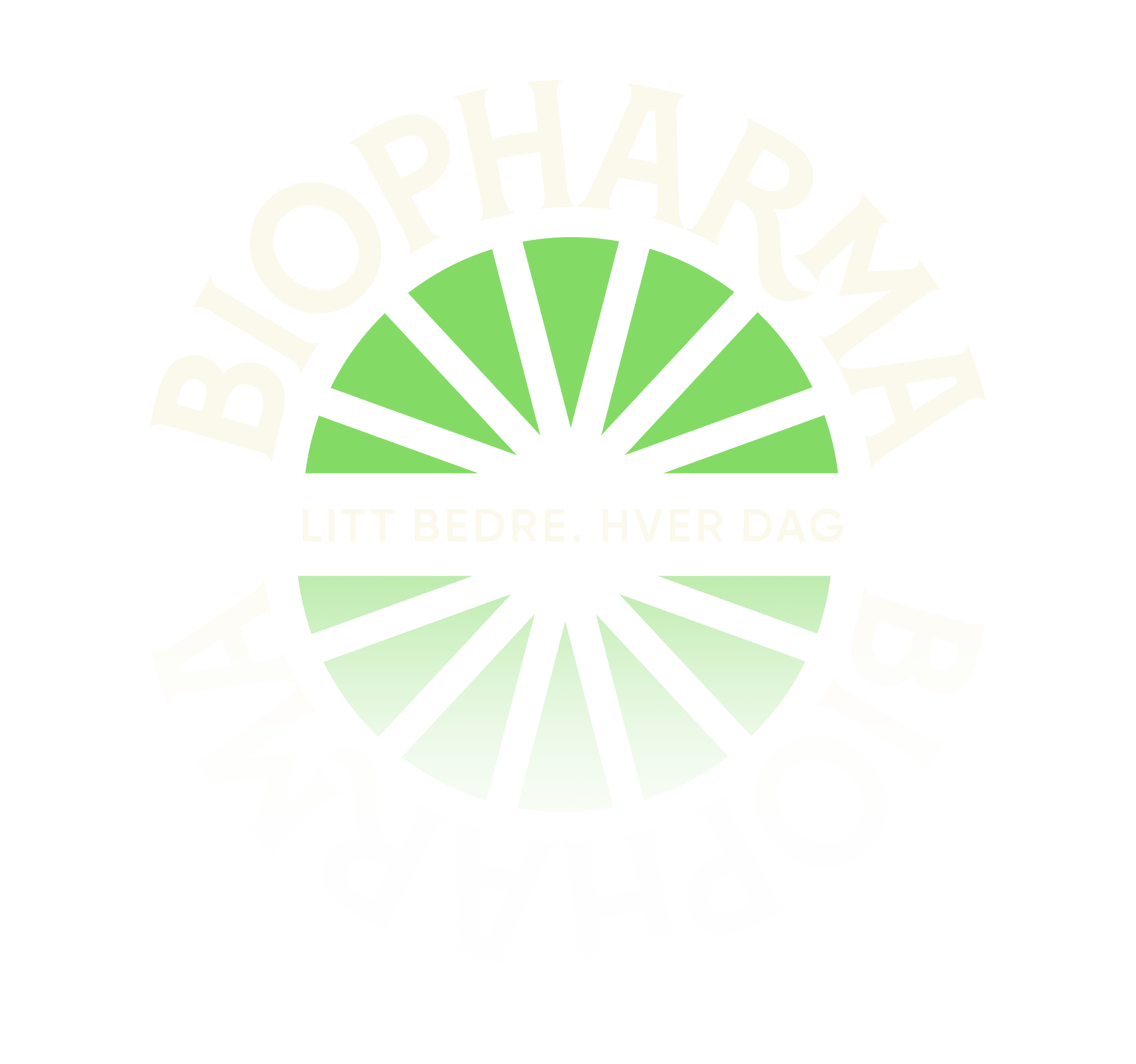 The Biopharma logo with light green solar rays and reflection